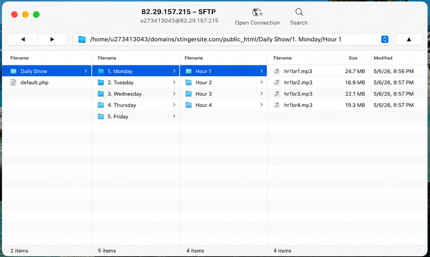SFTP folder structure